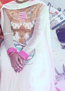 White And Pink Long Dress