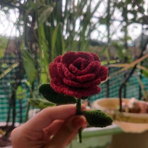 Handmade Crocheted Red Rose Flower