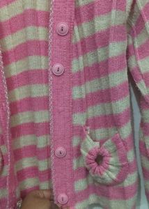 Pink Plaid Knit Cardigan