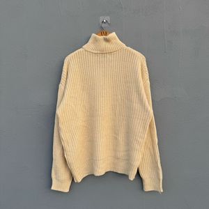 Beige Knit 1/4 Zip Sweater