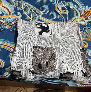 Trendy Newspaper Print Top