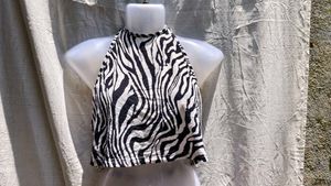 I. Zebra Print Halter Top