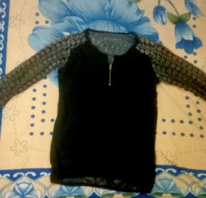Black Tunic with Lace Sleeves