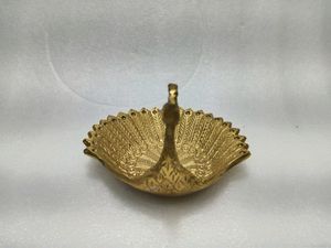 Peacock Metal Server With Gold Finish