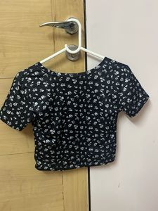 Floral Black Crop Top