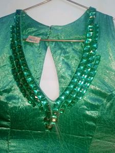 Sea Green Glass Work Party Gown