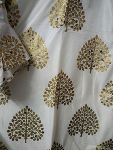 Off White Kurti With Golden Kota Patti Design