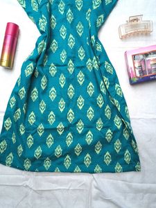 Teal Print Tie Strap Kurti 🫧
