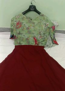 Floral Maroon Long Dress New