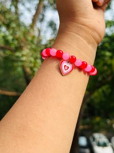 Dual Shade (Red &amp; Pink) Glass Beads Bracelet