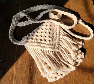 Macrame Crossbody Bag with Fringe