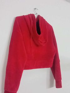 Red Cropped Hoodie