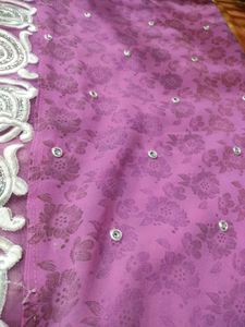 Pink Sareee With White Border
