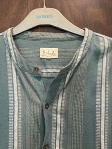Striped Band Collar Shirt