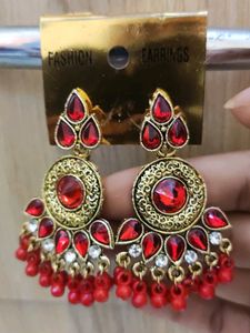An Alluring Pair Of Red Ethnic Earrings!
