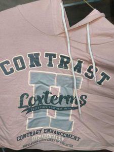 Peach Pink Oversized Crop Sweatshirt