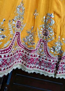 Festive embroidered Silk Ankarkali Dhoti Suit set