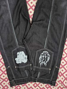 Baggy Graphic Raw Denim Jeans