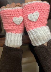 Heart Crochet Fingerless Gloves