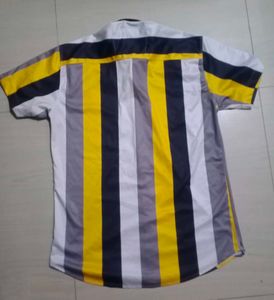 iCome men regular fit striped ribbed collar casual