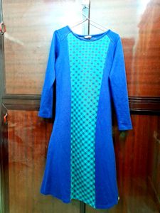 Dark violent and green A-line dress