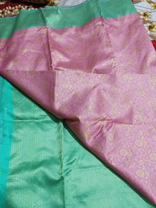Kanchipuram Silk Jacquard Board Saree With Blouse Peace