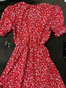 Red Floral Long Dress So Pretty Size32-36