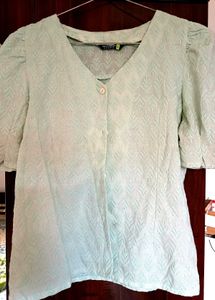 Mint Green Puff Sleeve Top/Shirt