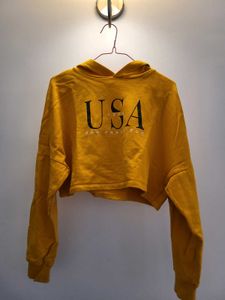 Mustard Cropped Hoodie