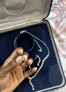 92.5 Silver Jewellery Set (Baby Pink Droplet)