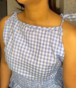 Gingham Smocked Peplum Top