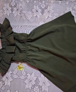 Olive Green Ruffle Dress