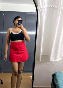 red mini skirt