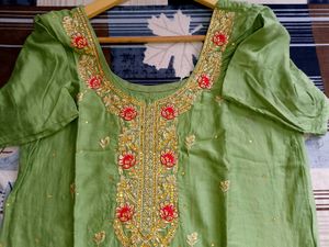 Elegant Green Embroidered Kurta Set
