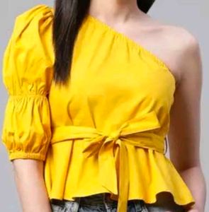 One Shoulder Cinched Waist Top