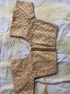 Not  Used Gold Self Embroidery Blouse