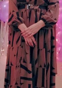 Brown Geometric Print Dress