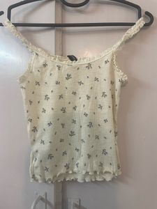 h&amp;m lace trimmed floral cami top