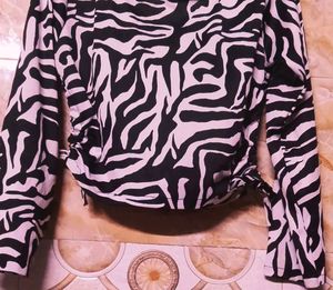 Zebra Print Tie Crop Top