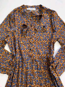 Brown And Blue Floral Dress