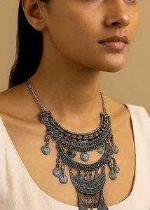 oxidised boho necklace