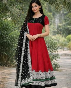 Elegant Red Anarkali Kurta Set