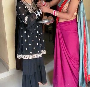 Black Elegent Kurti And Sharara Set