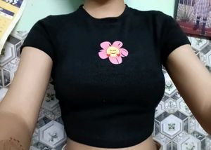 Black Flower Graphic Tee