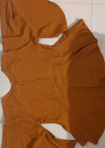 Brown Peplum Partywear Top