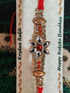 Flower Diamond Work Rakhi