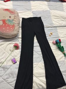 Black Ribbed Flare Leggings