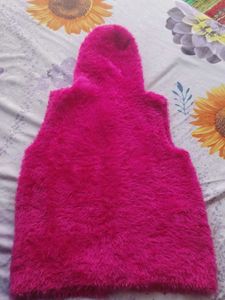 Fuzzy Pink Hooded Vest