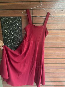 Burgundy Fit &amp; Flare Dress