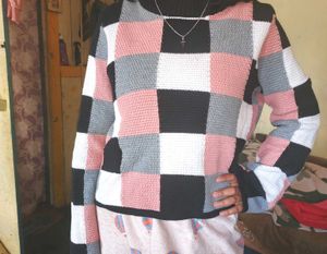 Zara Checkered Knit Sweater